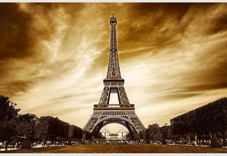 PVC Fototapete Eiffel Tower In Paris - ECO Wandbild Selbstklebende Tapete - 3D Vinyl Wandsticker XXL SW130