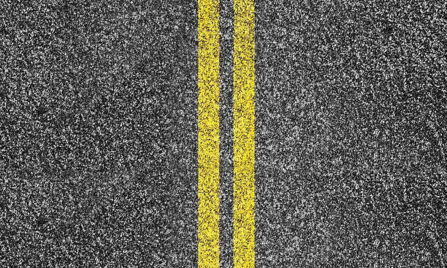 Life Decor Möbelfolie in asphalt design with double yellow lines, waterproof and UV-resistant.