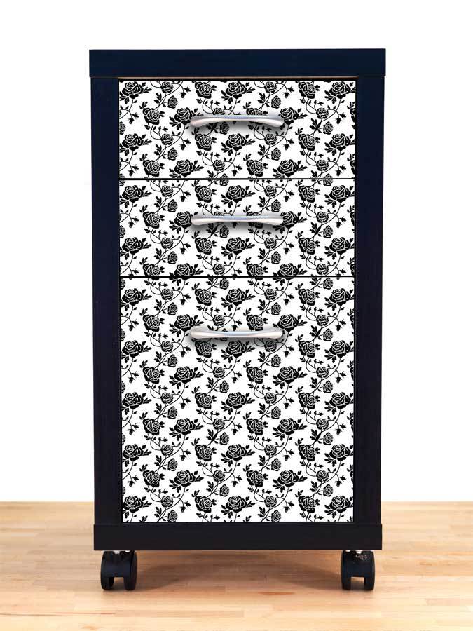 Selbstklebende folie für küchenschränke - Wasserdichte Klebefolie für Möbel, Schrank, Tisch, Tür - UV-beständig & robust- Schwarze Rosen PAT001