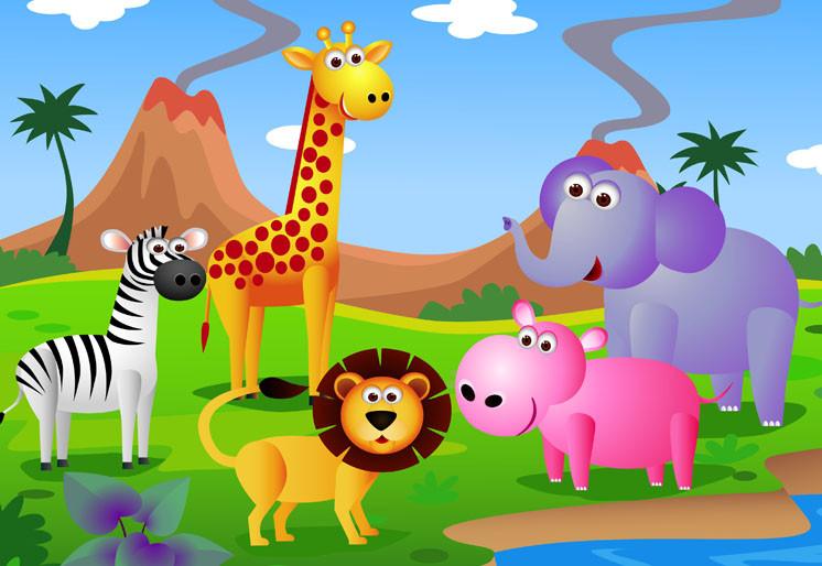 PVC Fototapete Safari – ECO Wandbild Selbstklebende Tapete – 3D Vinyl Wandsticker XXL SW387 - life-decor.de