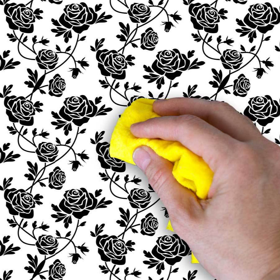 Selbstklebende folie für küchenschränke - Wasserdichte Klebefolie für Möbel, Schrank, Tisch, Tür - UV-beständig & robust- Schwarze Rosen PAT001
