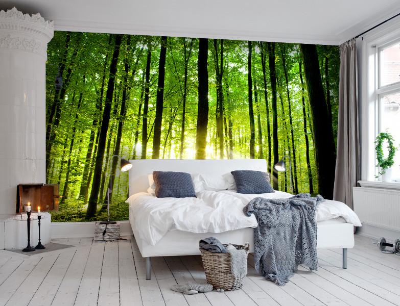 PVC Fototapete Beautiful Green Forest – ECO Wandbild Selbstklebende Tapete – 3D Vinyl Wandsticker XXL SW243 - life-decor.de