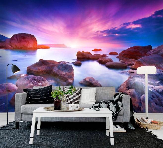 PVC Fototapete Colorful Summer Seascape - ECO Wandbild Selbstklebende Tapete - 3D Vinyl Wandsticker XXL SW324