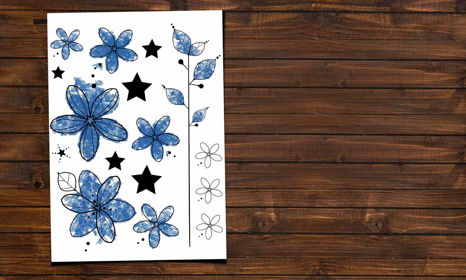 Wandaufkleber Blaue blumen- M6 - life-decor.de