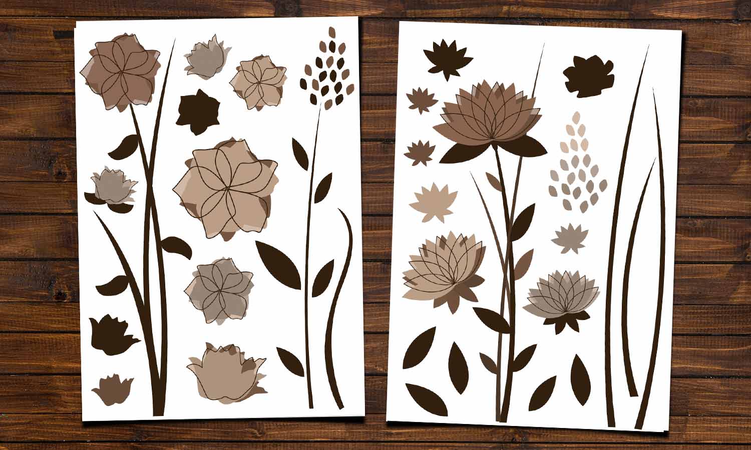 Wandaufkleber Braune blumen- WS010 - life-decor.de