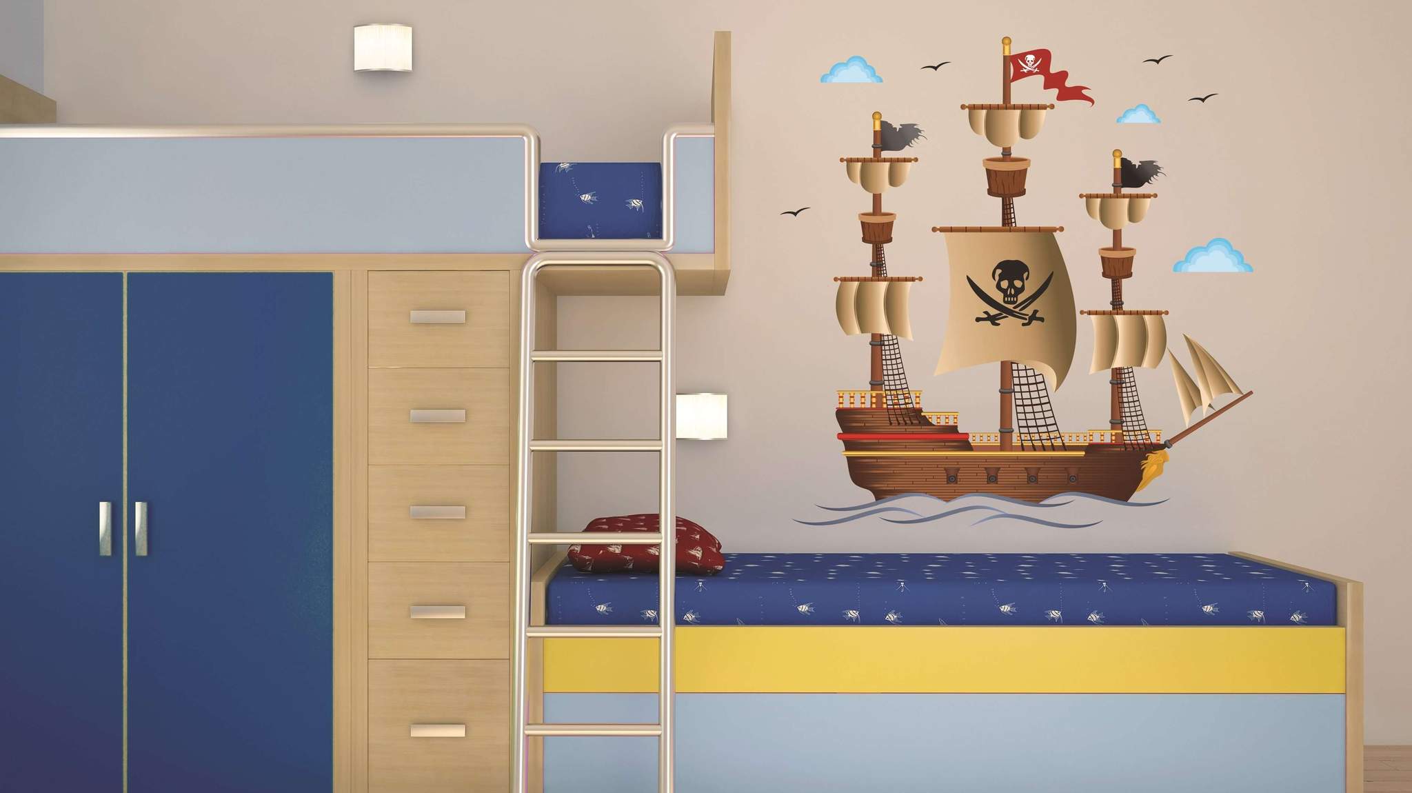 Wandaufkleber Piratenschiff - XWS001 - life-decor.de