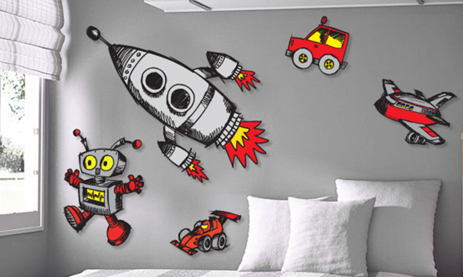 Wandaufkleber Rakete - M8 - life-decor.de