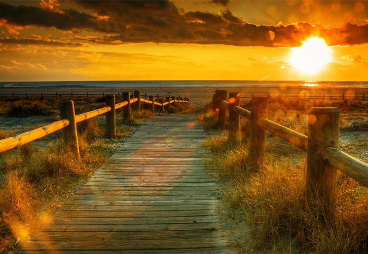 PVC Fototapete Sunset Beach - ECO Wandbild Selbstklebende Tapete - 3D Vinyl Wandsticker XXL SW251
