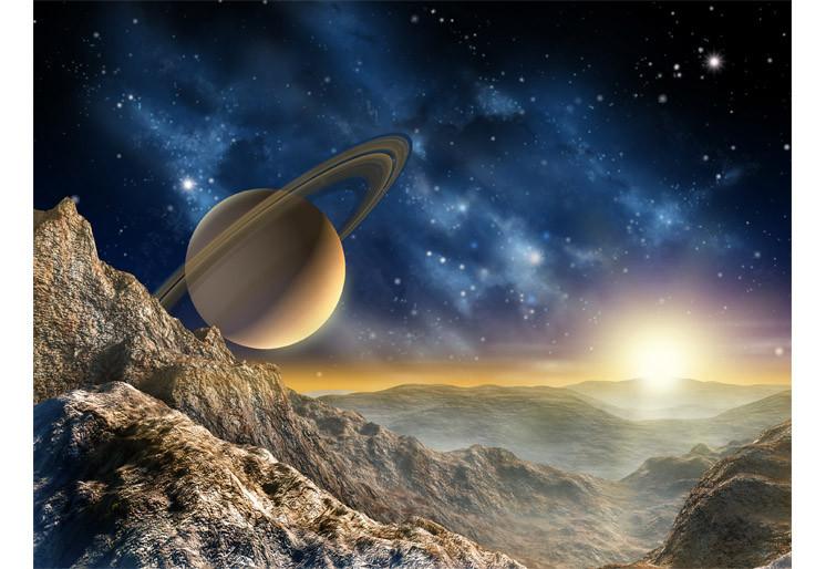 PVC Fototapete Saturn Moon - ECO Wandbild Selbstklebende Tapete - 3D Vinyl Wandsticker XXL SW339