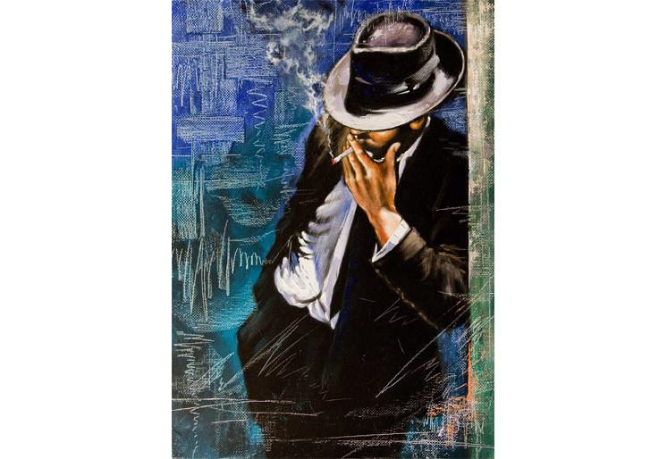 PVC Fototapete Man With Cigarette – ECO Wandbild Selbstklebende Tapete – 3D Vinyl Wandsticker XXL SW190 - life-decor.de