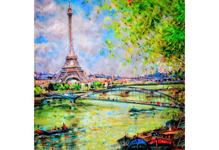 PVC Fototapete Colorful Painting Of Eiffel – ECO Wandbild Selbstklebende Tapete – 3D Vinyl Wandsticker XXL SW197 - life-decor.de