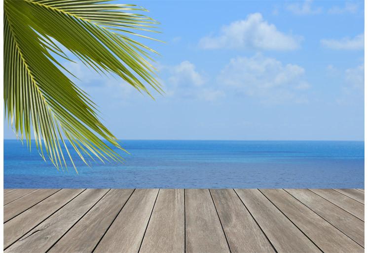 PVC Fototapete Wood Plank Over Beach - ECO Wandbild Selbstklebende Tapete - 3D Vinyl Wandsticker XXL SW323
