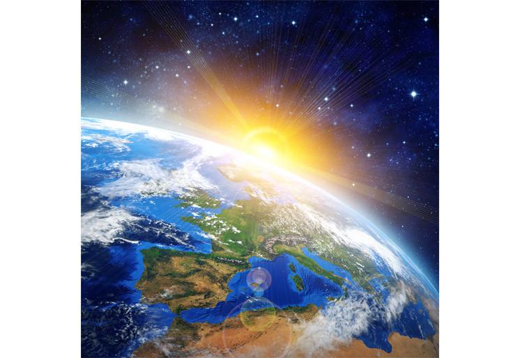 PVC Fototapete Sunrise Over The Earth - ECO Wandbild Selbstklebende Tapete - 3D Vinyl Wandsticker XXL SW337
