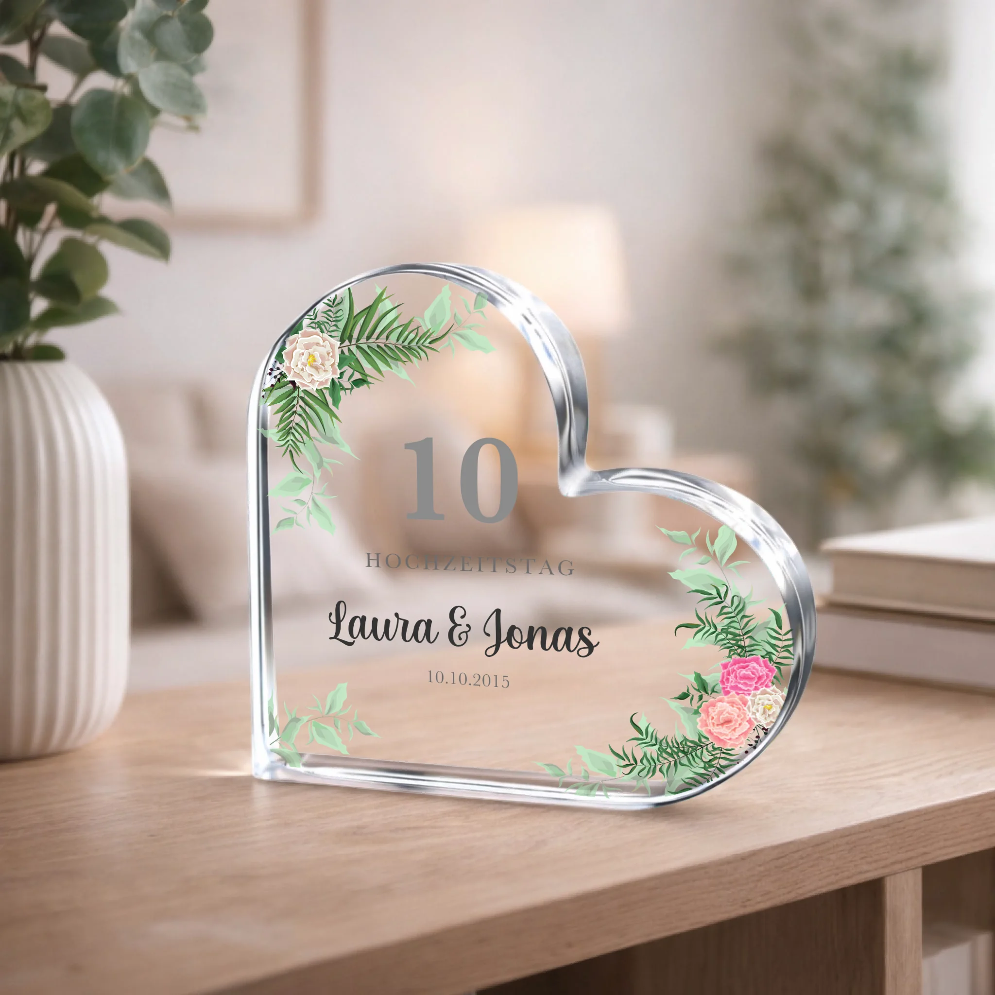 Personalisiertes Herz aus Acryl – Romantisches Geschenk zum Hochzeitstag