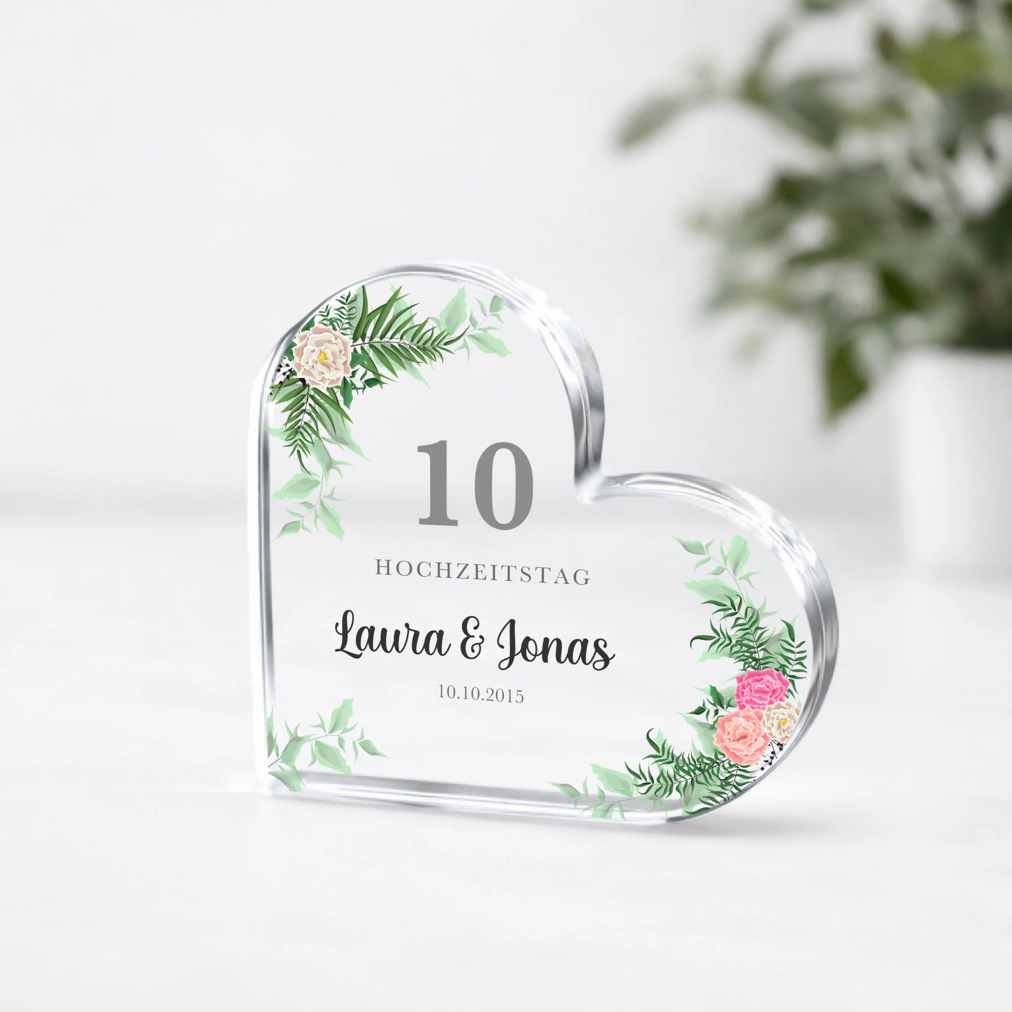 Personalisiertes Herz aus Acryl – Romantisches Geschenk zum Hochzeitstag