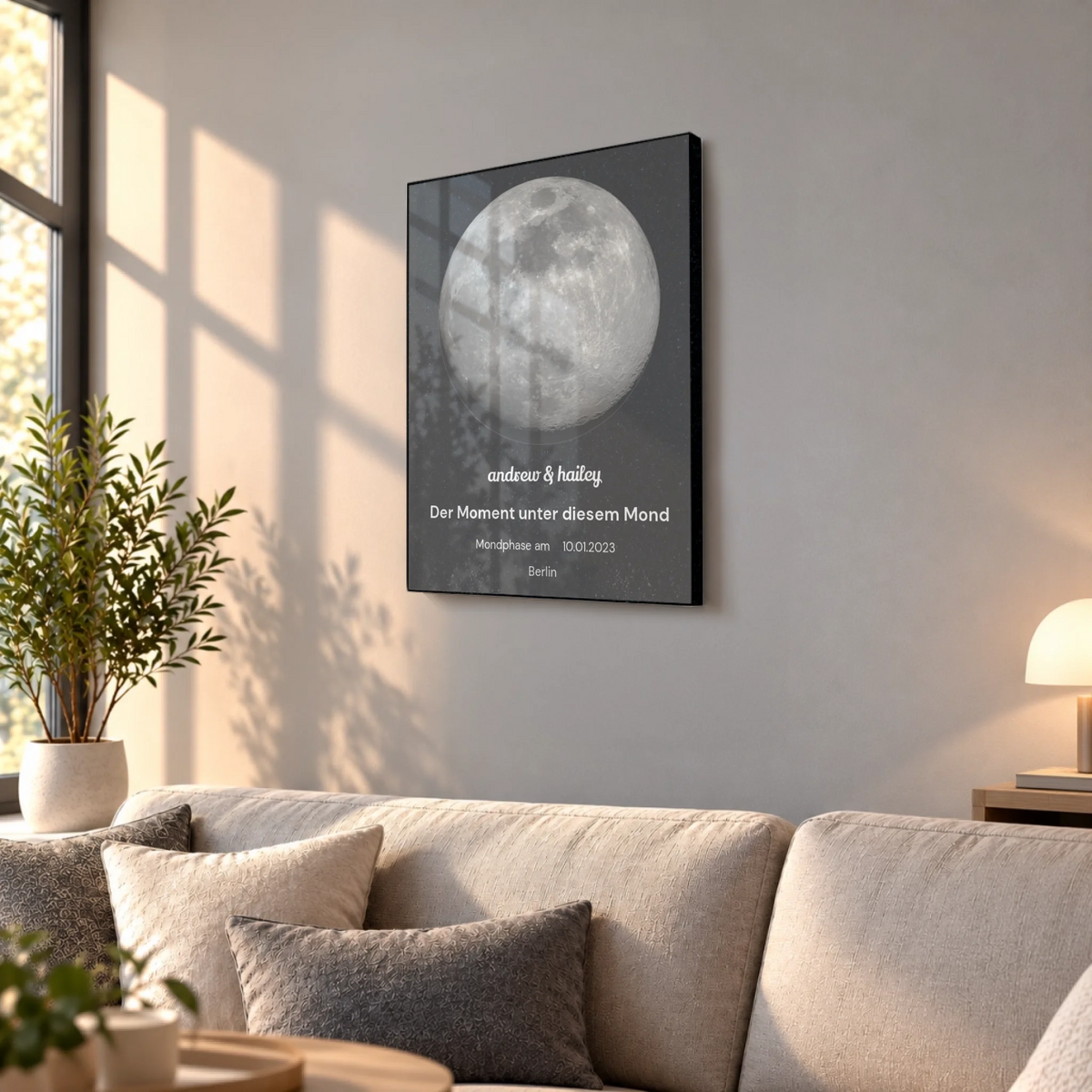 Personalisierte Mondphase mit Datum & Ort