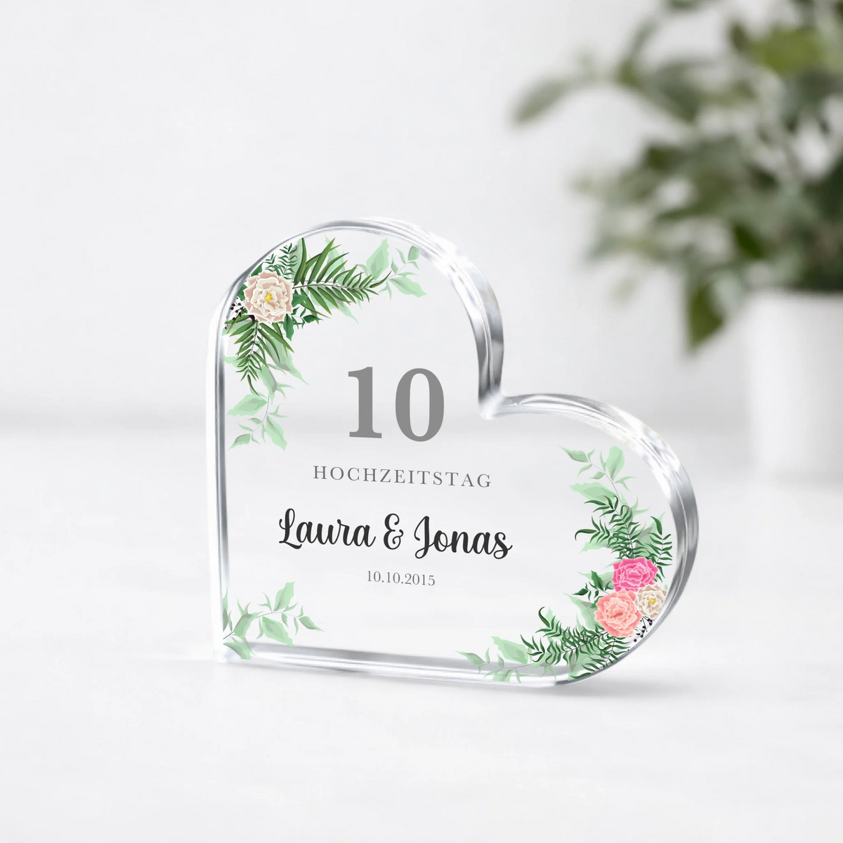 Personalisiertes Herz aus Acryl – Romantisches Geschenk zum Hochzeitstag