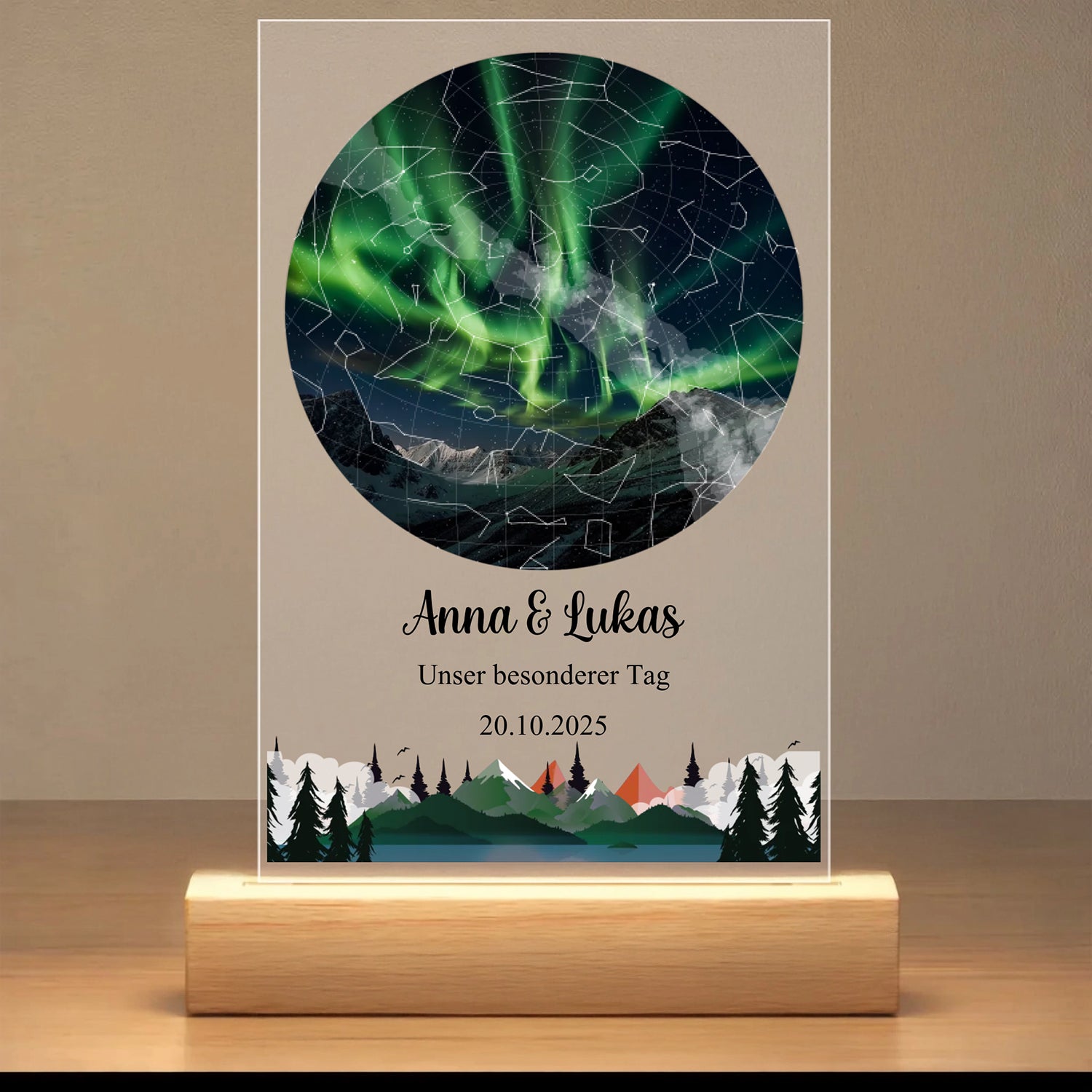 Personalisierte Sternenkarte als LED-Lampe – Dein besonderer Moment für immer