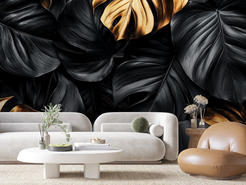 Selbstklebende Fototapeten für die Wand, elegante Blätter für eine natürliche Atmosphäre - LIST007