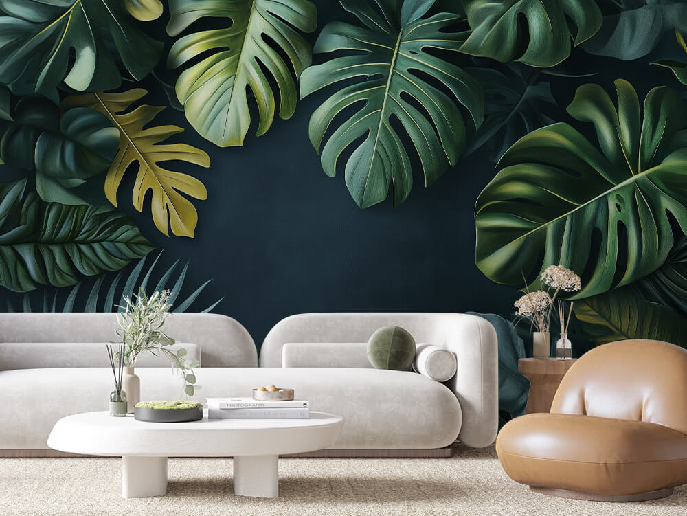 Selbstklebende Fototapeten für die Wand, elegante Blätter für eine natürliche Atmosphäre - LIST032