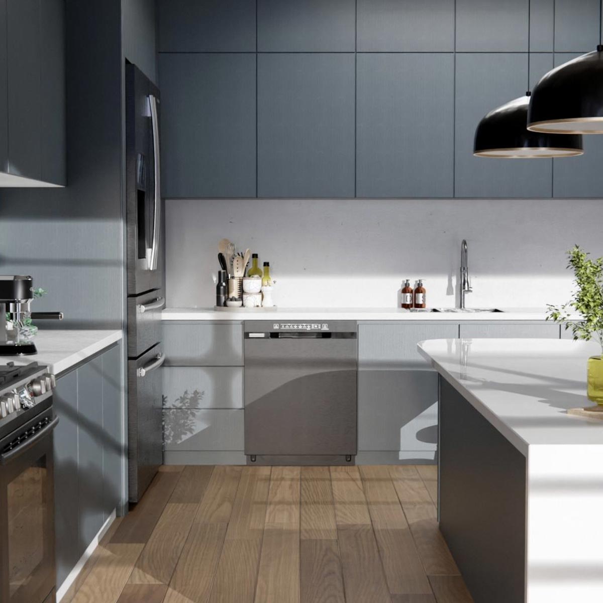 Premium Folie Charcoal Blue – elegante Holzoptik in Blau (NH57)