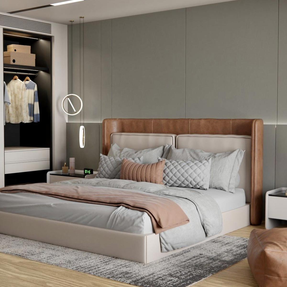Premium Folie Tan Grey – elegante Holzoptik in Grau mit warmem Ton (NE46)