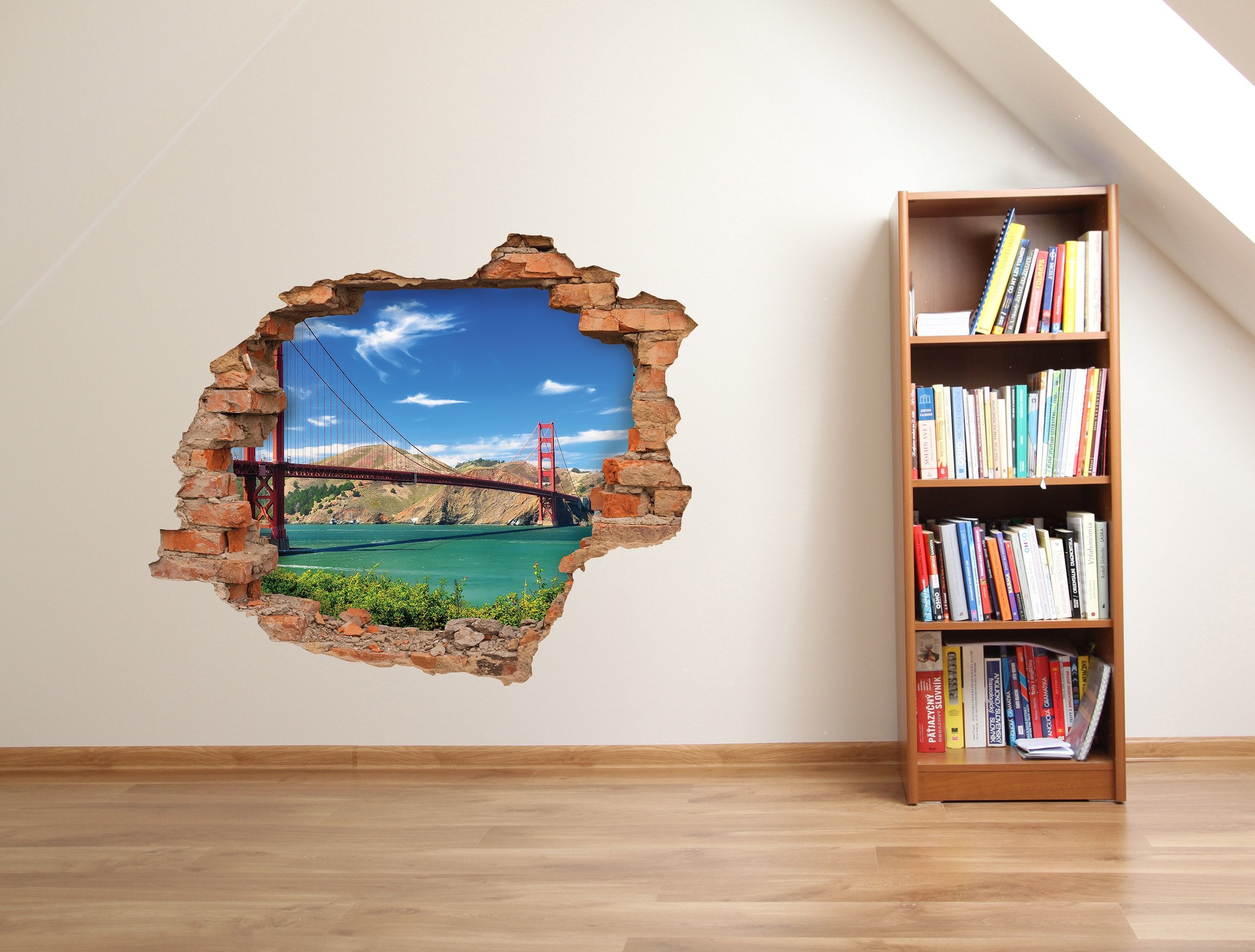 3D Kunst Wandaufkleber Golden Gate Bridge - 3D036 - life-decor.de