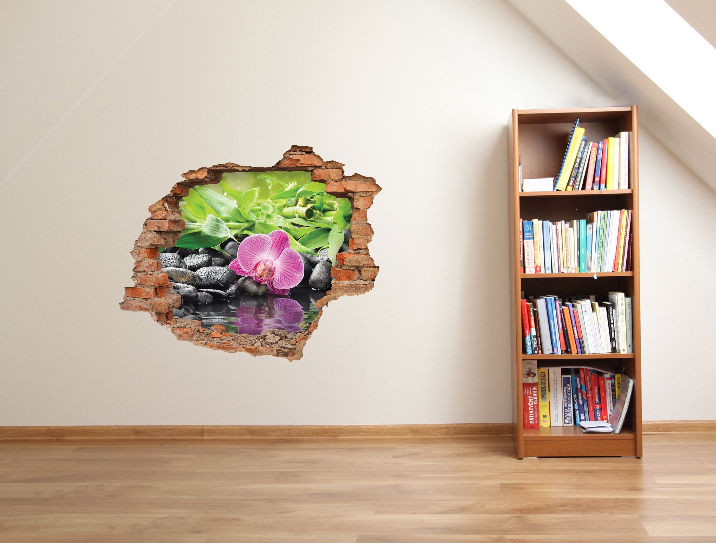 3D Kunst Wandaufkleber Grüner Stein - 3D045 - life-decor.de