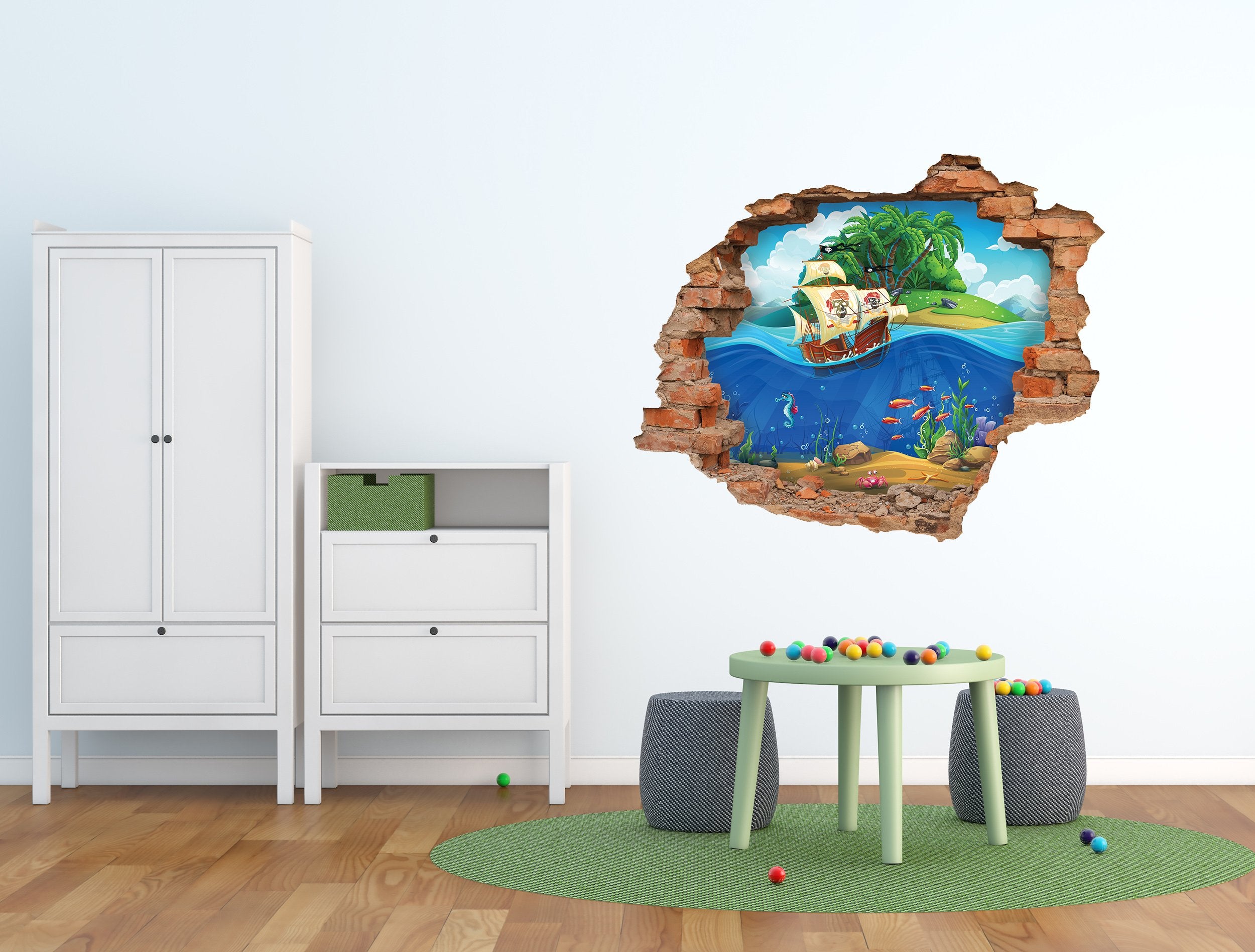 3D Kunst Wandaufkleber Piraten - 3D056 - life-decor.de