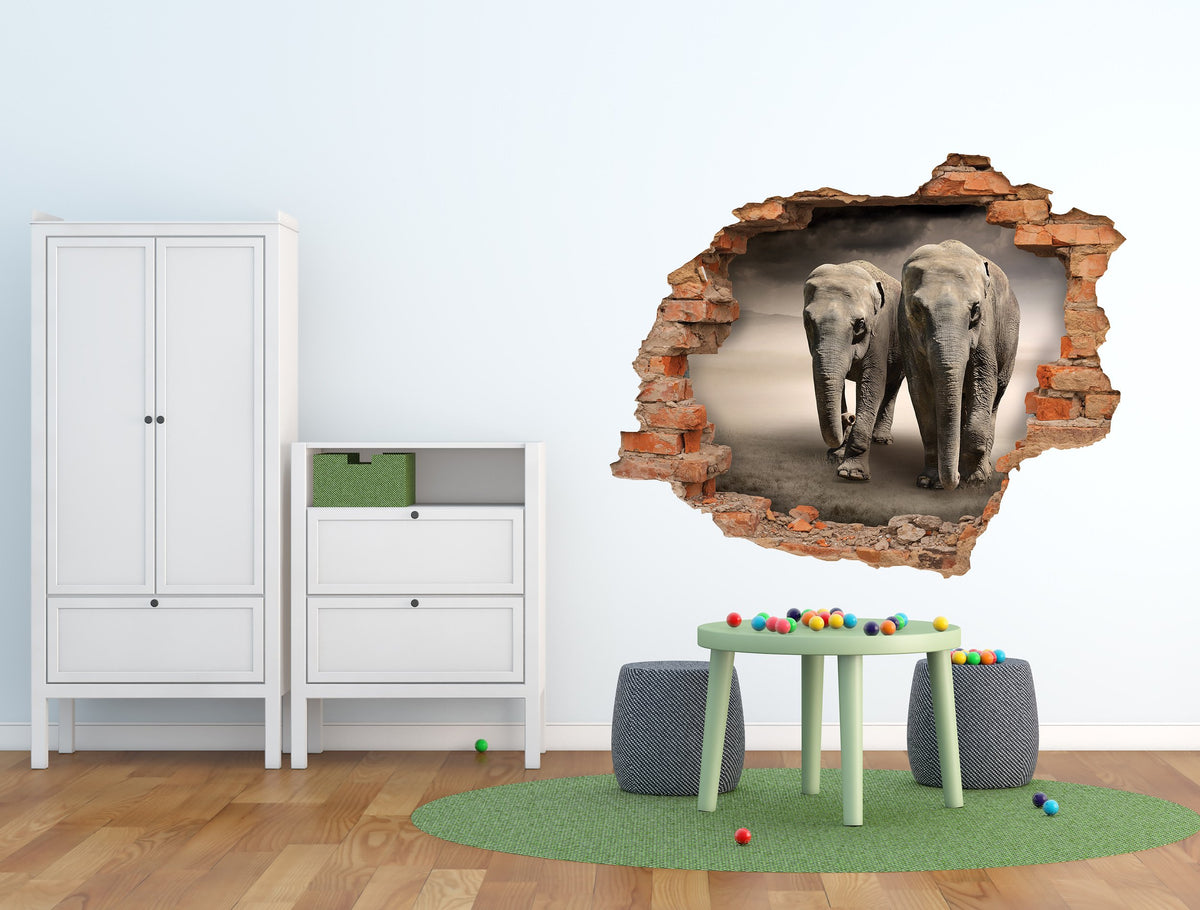 3D Kunst Wandaufkleber Elefanten - 3D040 - life-decor.de