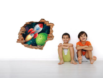 3D Kunst Wandaufkleber Raumschiff - 3D053 - life-decor.de