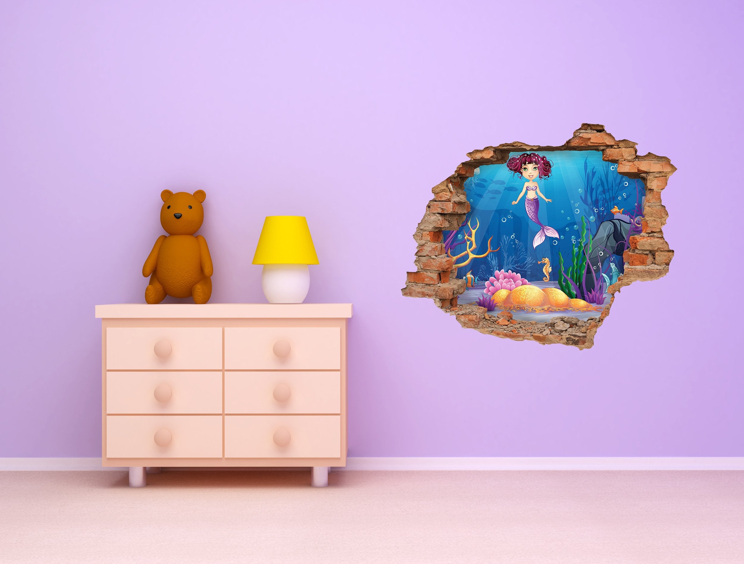 3D Kunst Wandaufkleber Meerjungfrau - 3D055 - life-decor.de