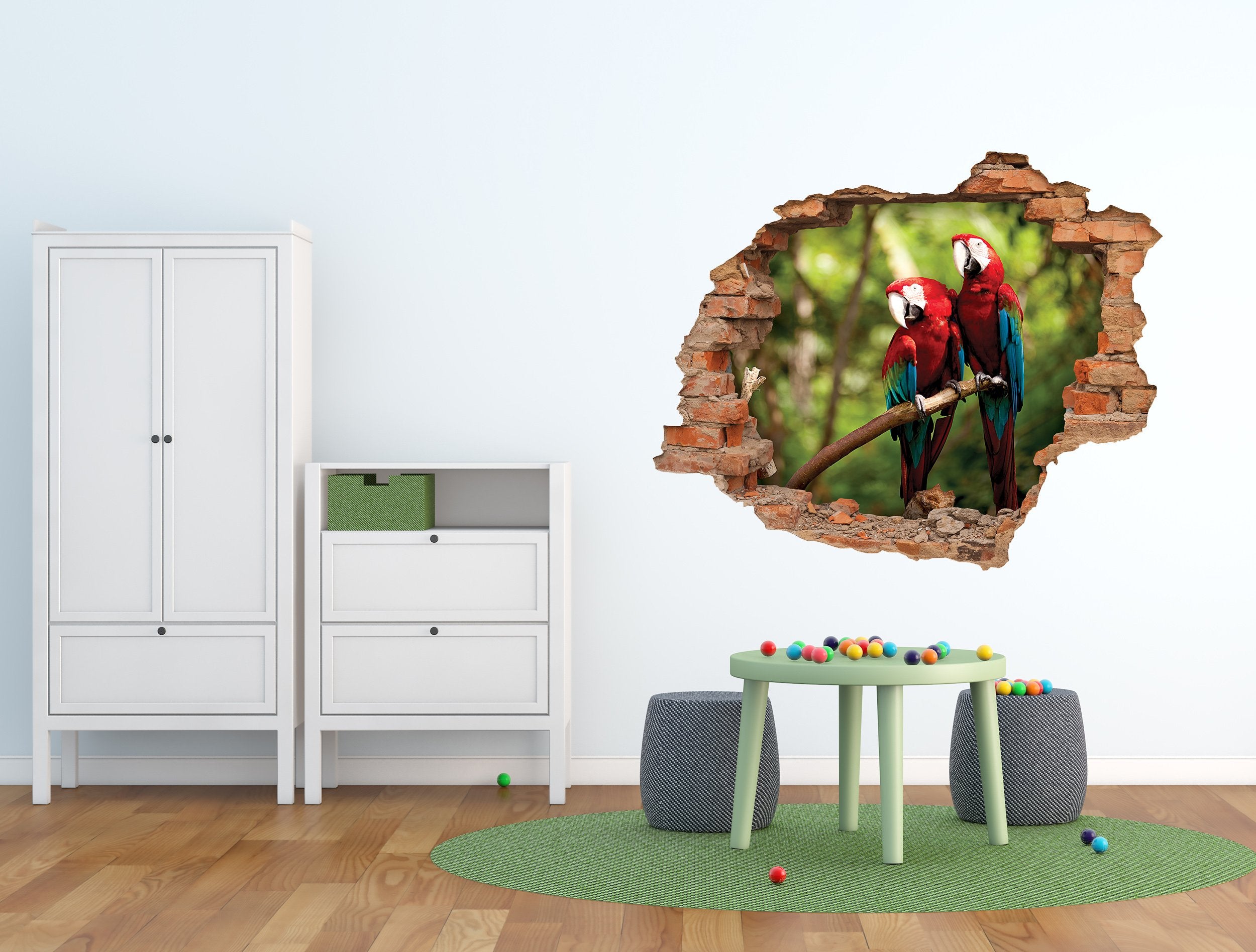 3D Kunst Wandaufkleber Papageien - 3D027 - life-decor.de