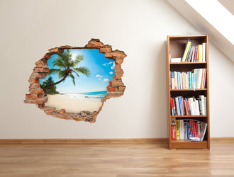 3D Kunst Wandaufkleber Strand - 3D012 - life-decor.de