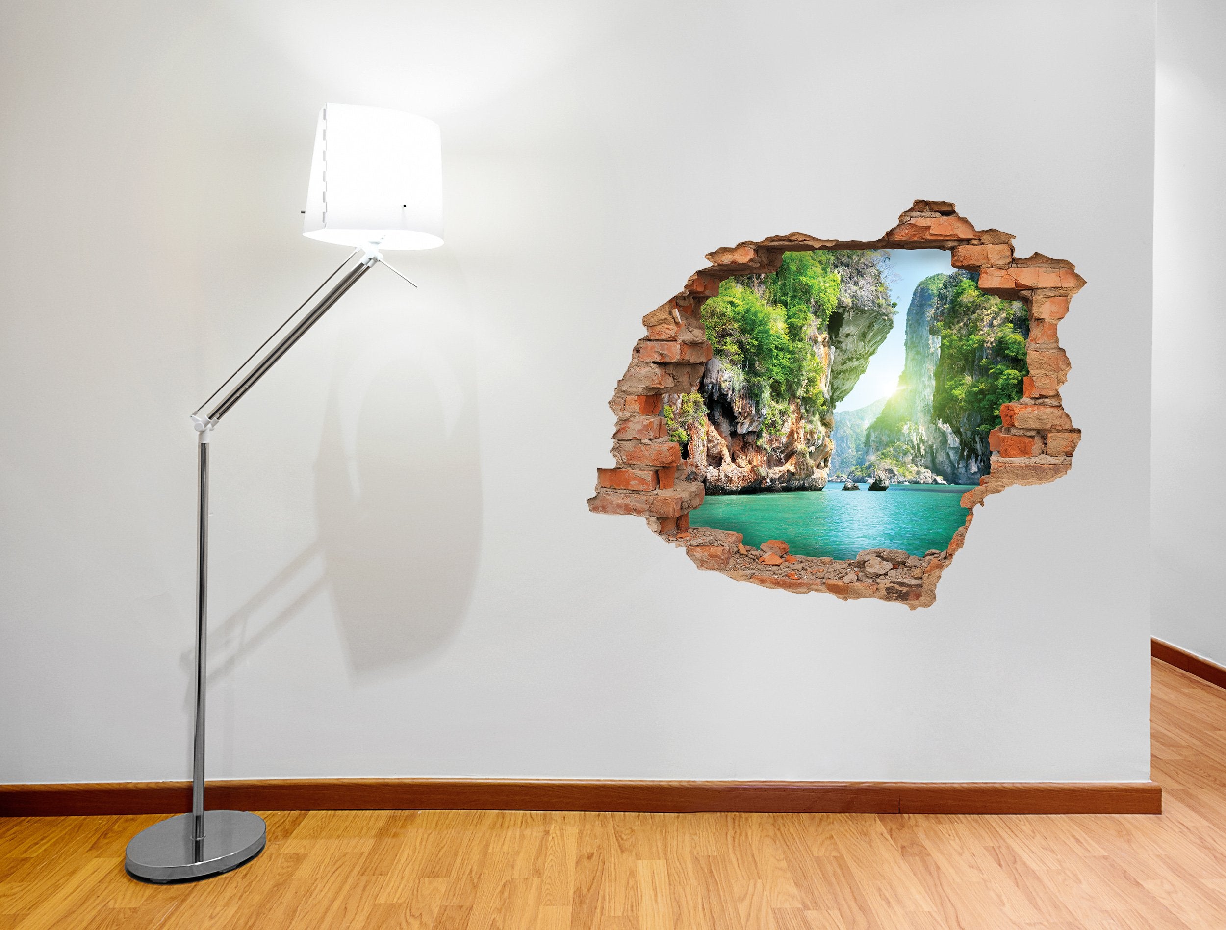 3D Kunst Wandaufkleber Grüner Wasserfall - 3D017 - life-decor.de