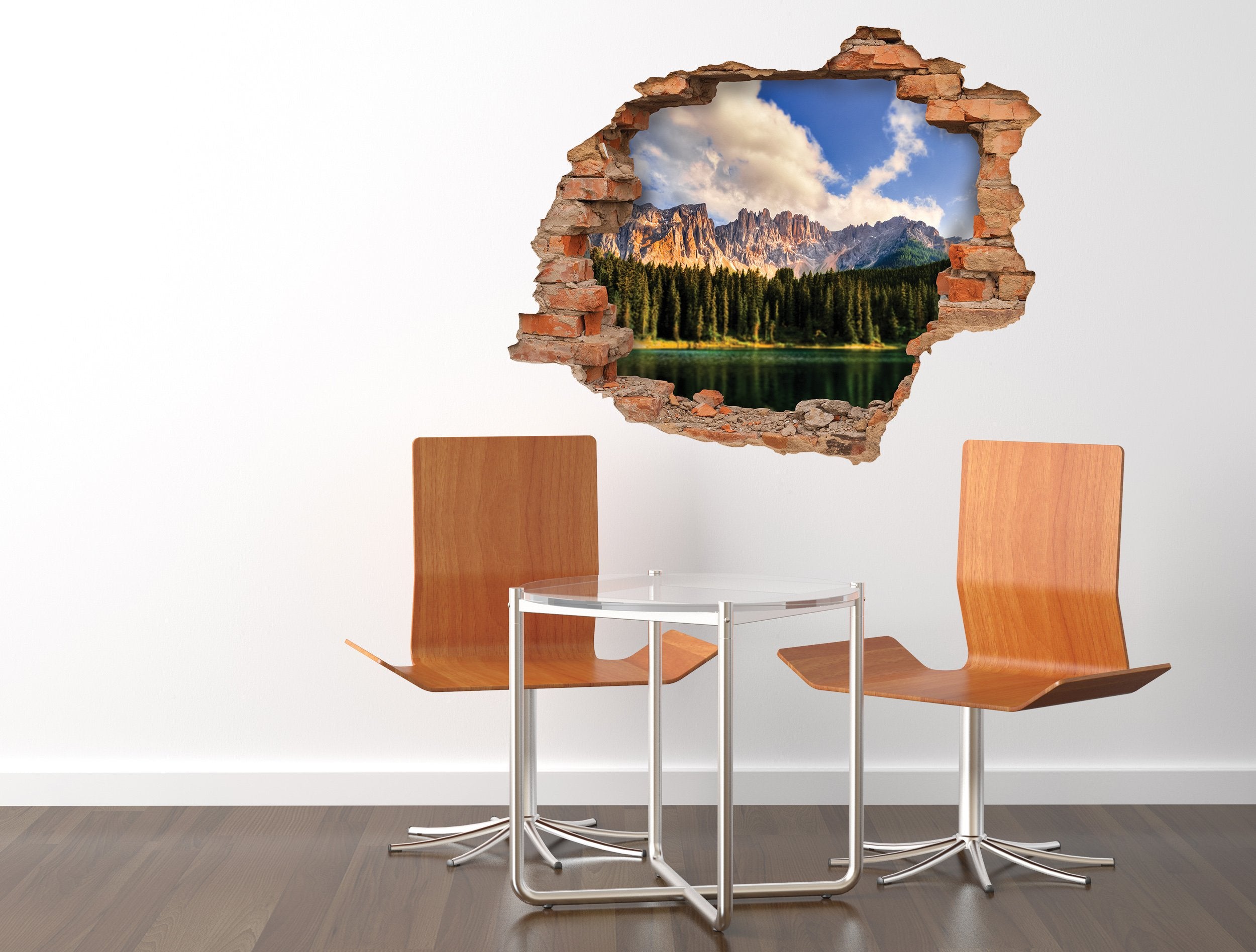 3D Kunst Wandaufkleber Waldberge - 3D006 - life-decor.de