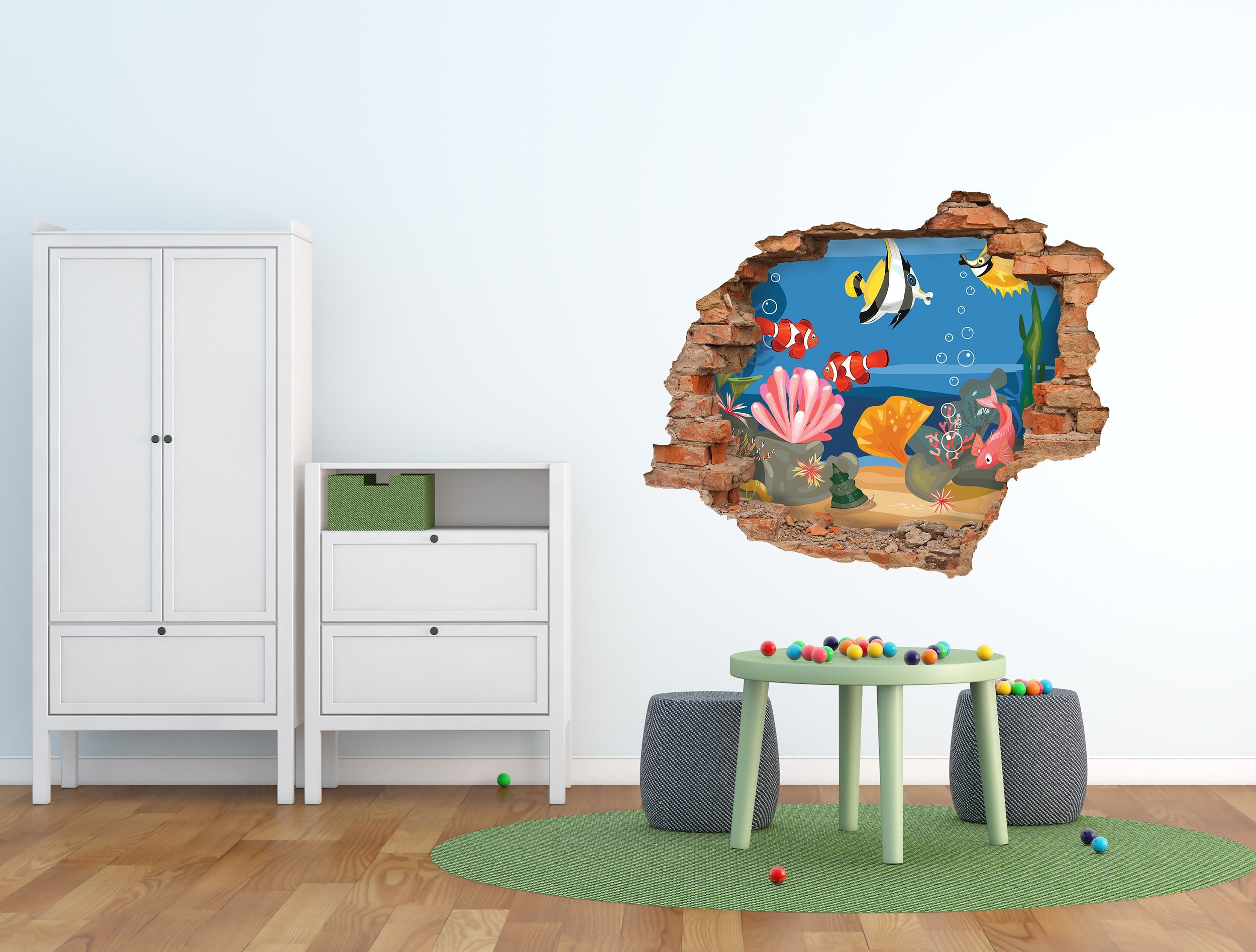 3D Kunst Wandaufkleber Fisch - 3D057 - life-decor.de