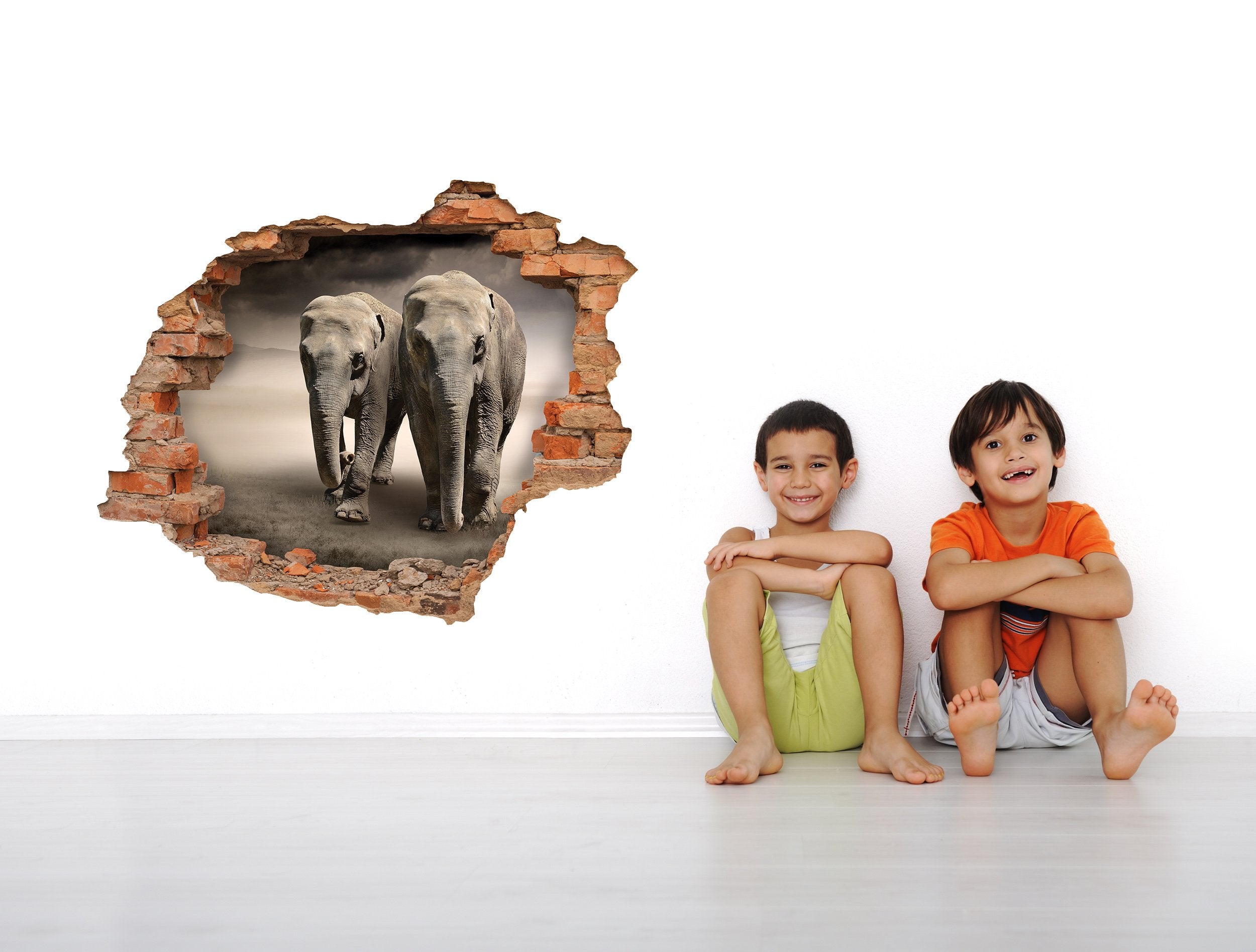 3D Kunst Wandaufkleber Elefanten - 3D040 - life-decor.de