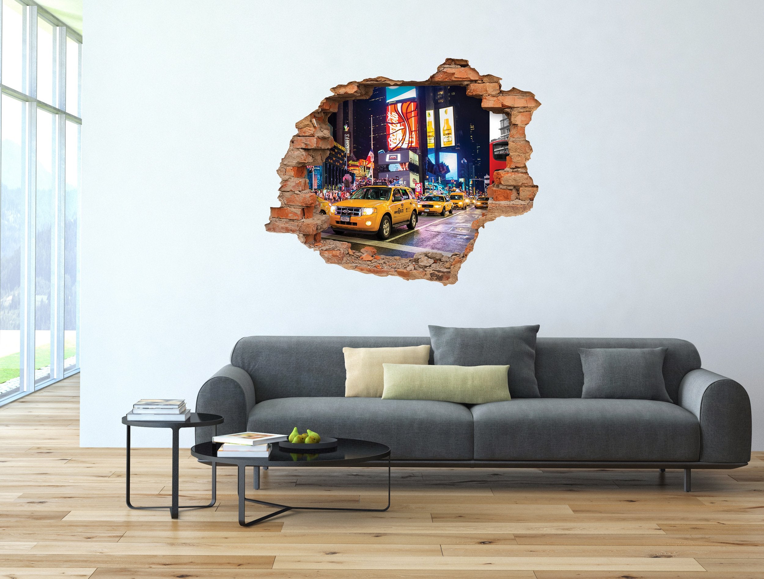 3D Kunst Wandaufkleber Gelbes Taxi - 3D032