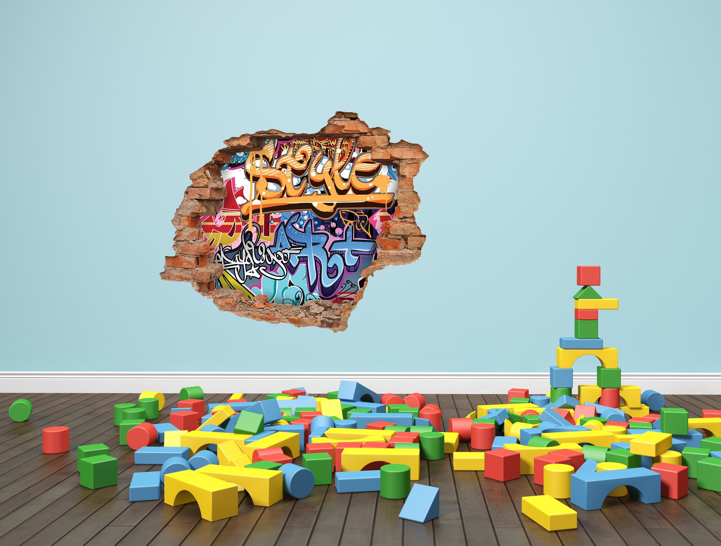 3D Kunst Wandaufkleber Grafiti - 3D054 - life-decor.de