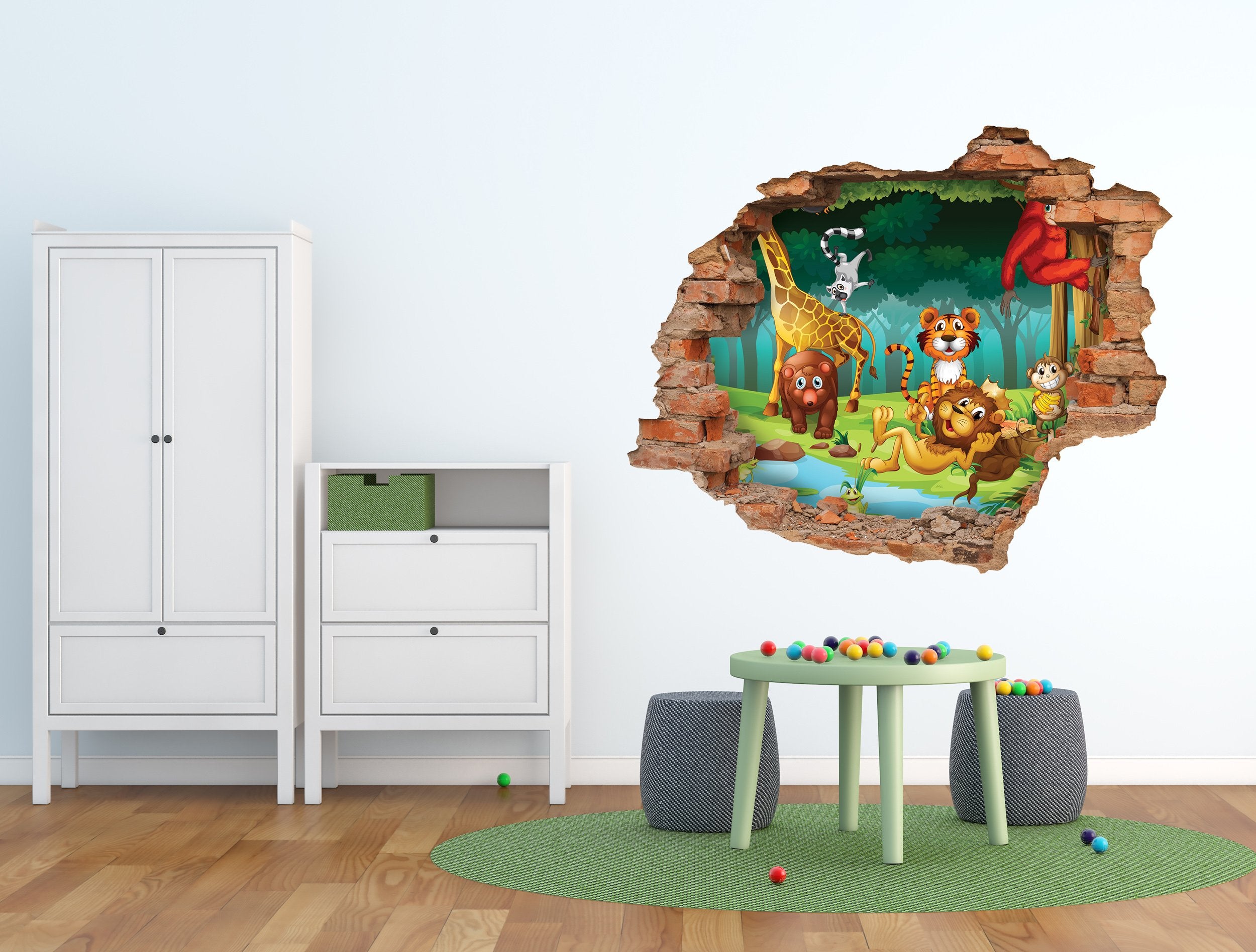 3D Kunst Wandaufkleber Netter Wald - 3D019 - life-decor.de