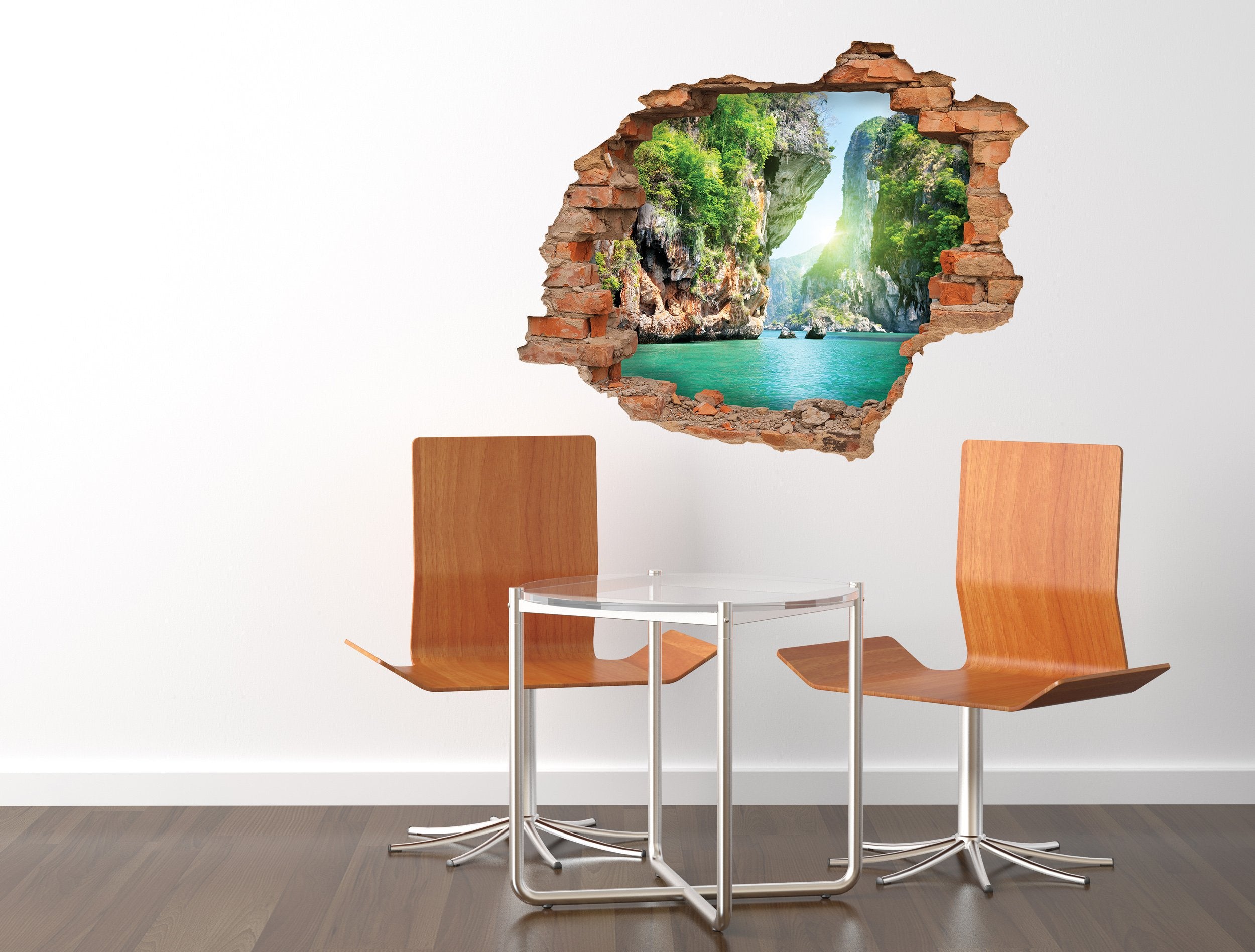 3D Kunst Wandaufkleber Grüner Wasserfall - 3D017