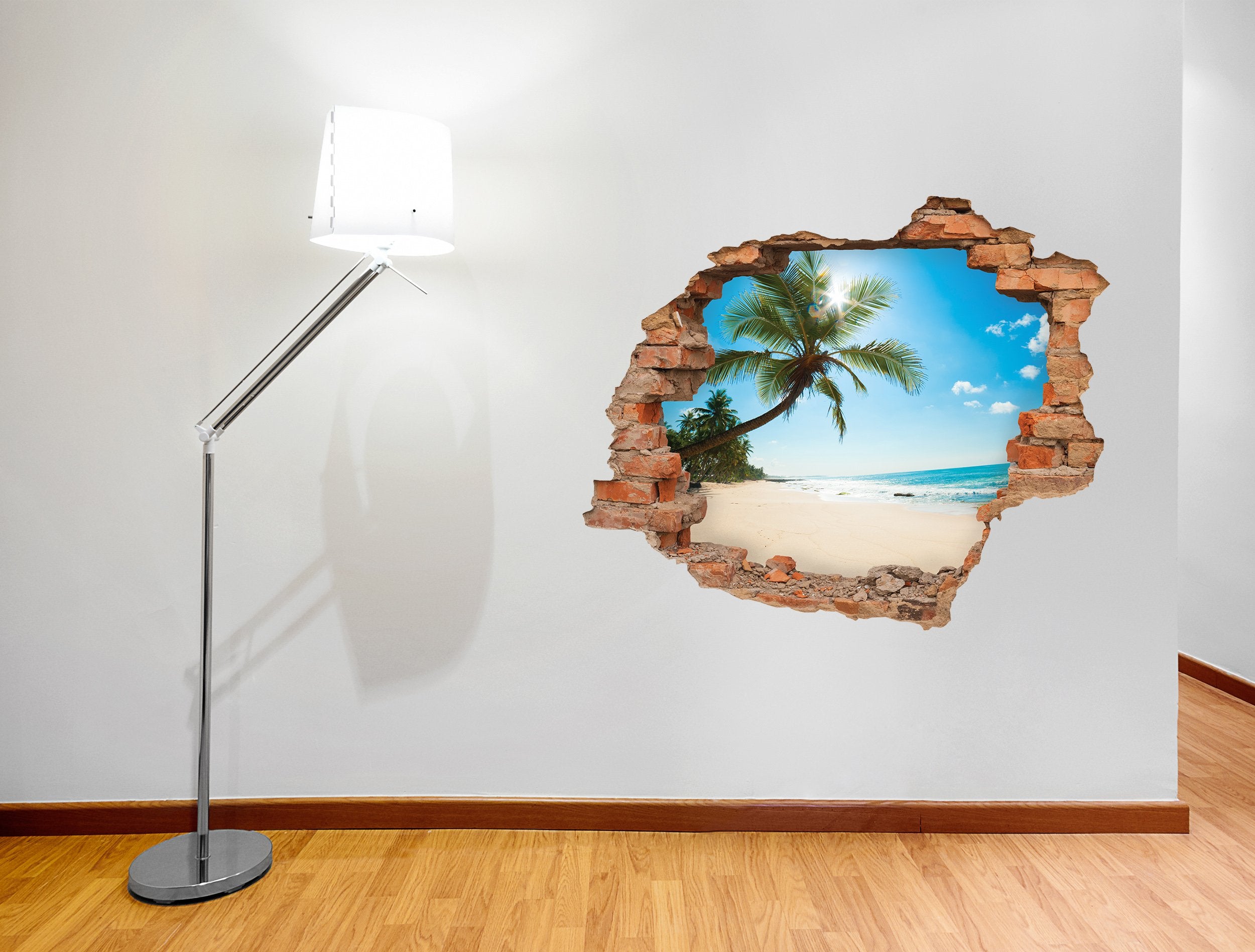 3D Kunst Wandaufkleber Strand - 3D012 - life-decor.de