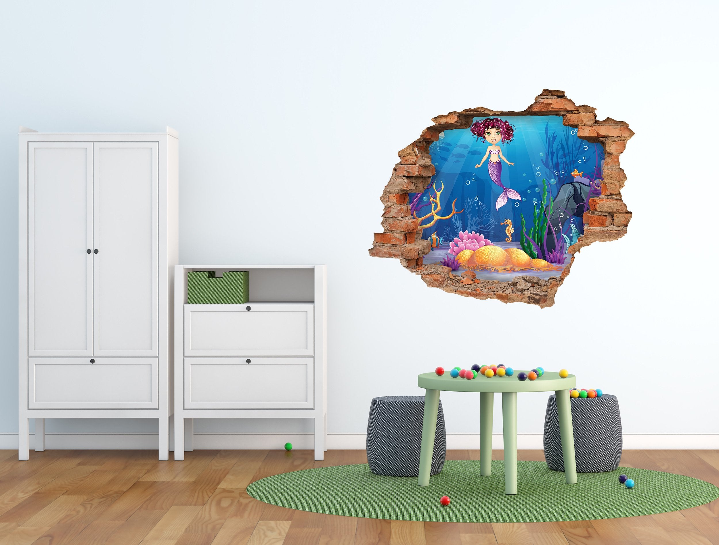 3D Kunst Wandaufkleber Meerjungfrau - 3D055