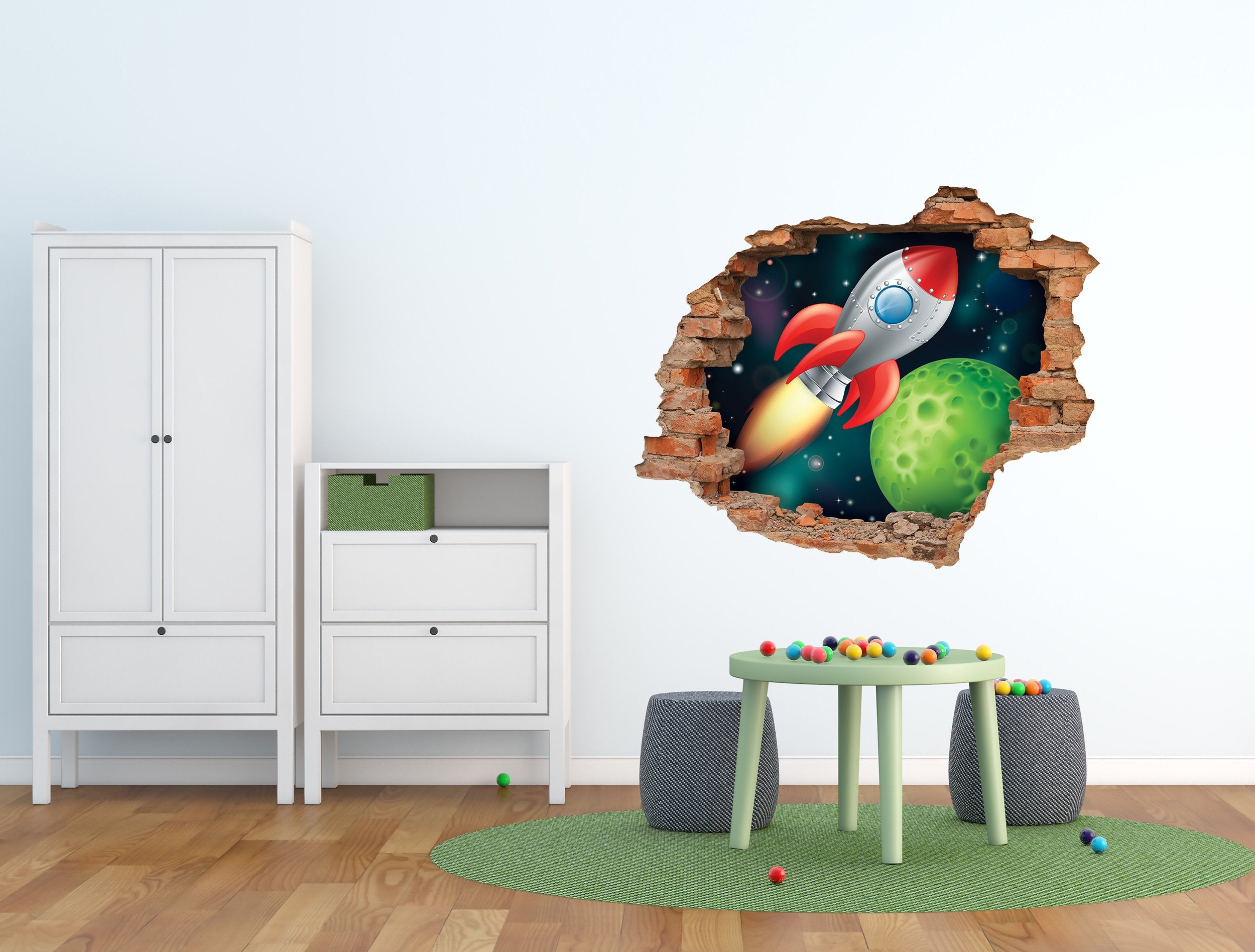3D Kunst Wandaufkleber Raumschiff - 3D053