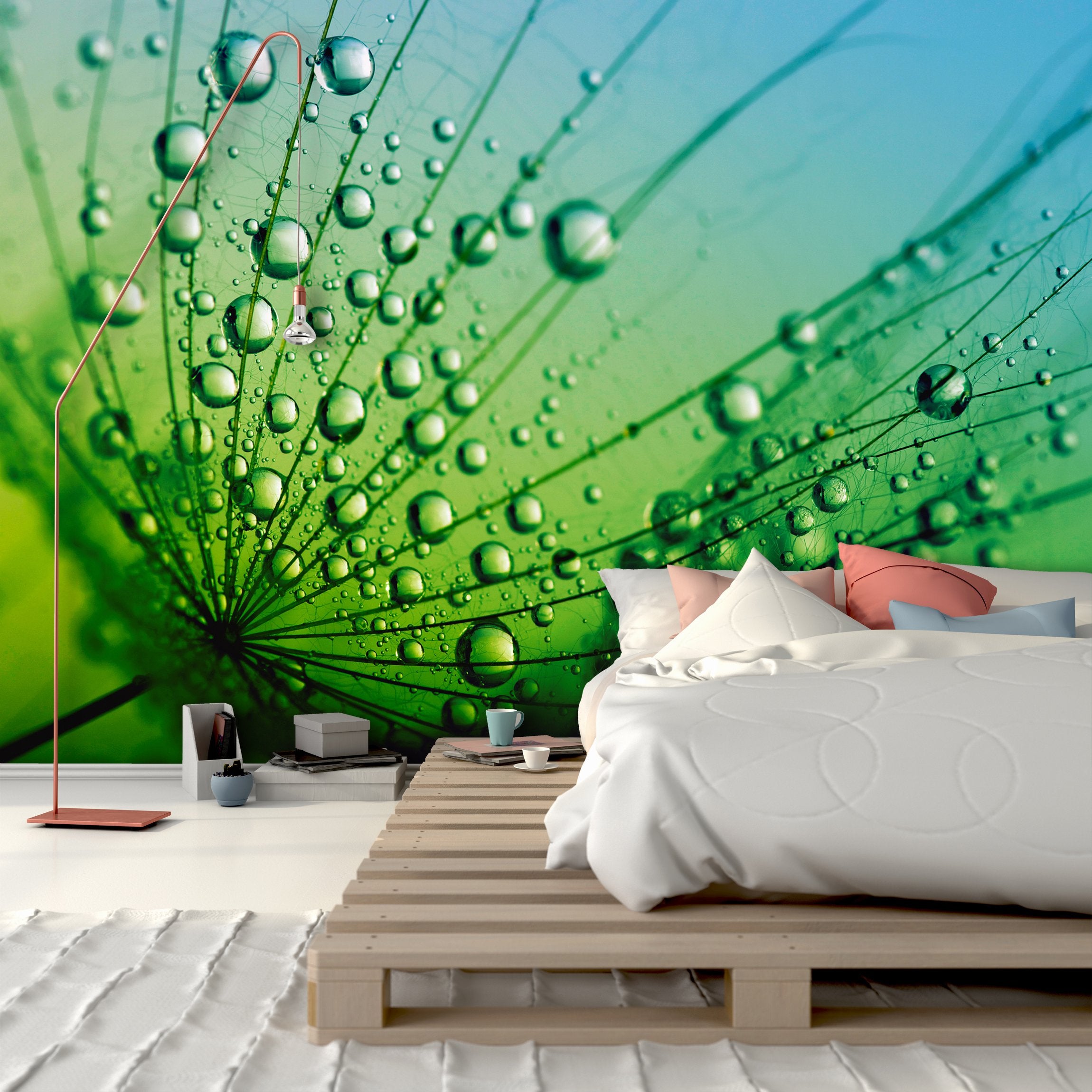 PVC Fototapete Seeds With Drops - ECO Wandbild Selbstklebende Tapete - 3D Vinyl Wandsticker XXL  SW255