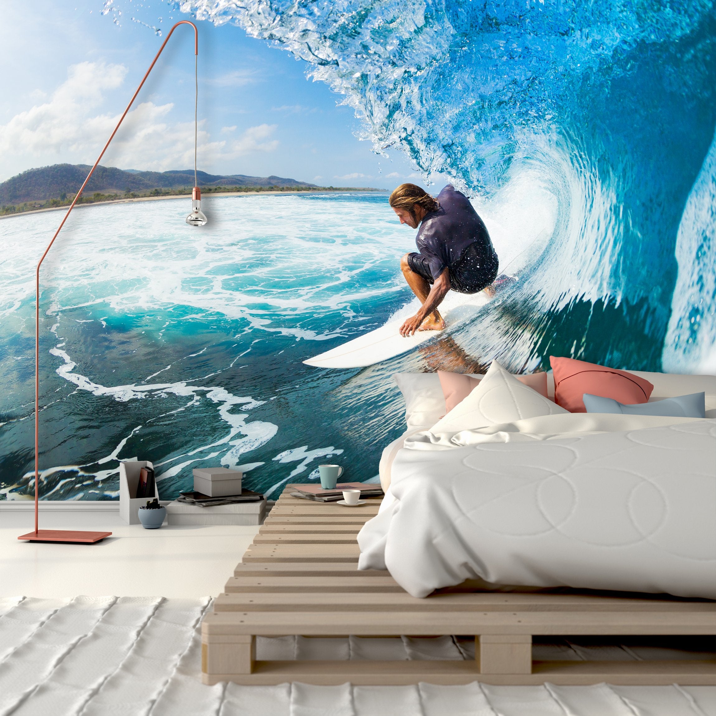 PVC Fototapete Surfing - ECO Wandbild Selbstklebende Tapete - 3D Vinyl Wandsticker XXL  SW027