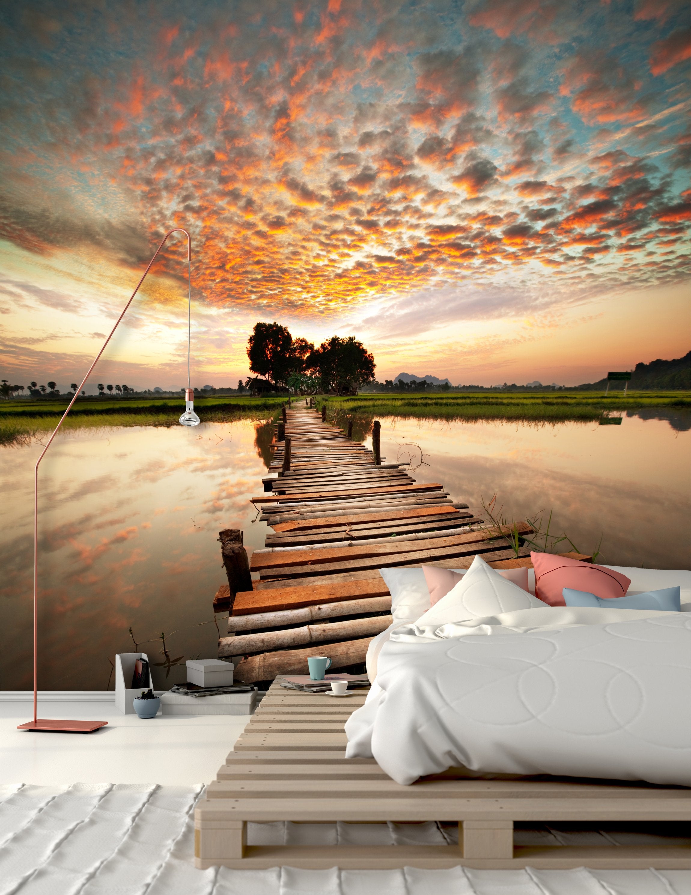 PVC Fototapete River On Sunset – ECO Wandbild Selbstklebende Tapete – 3D Vinyl Wandsticker XXL  SW247 - life-decor.de