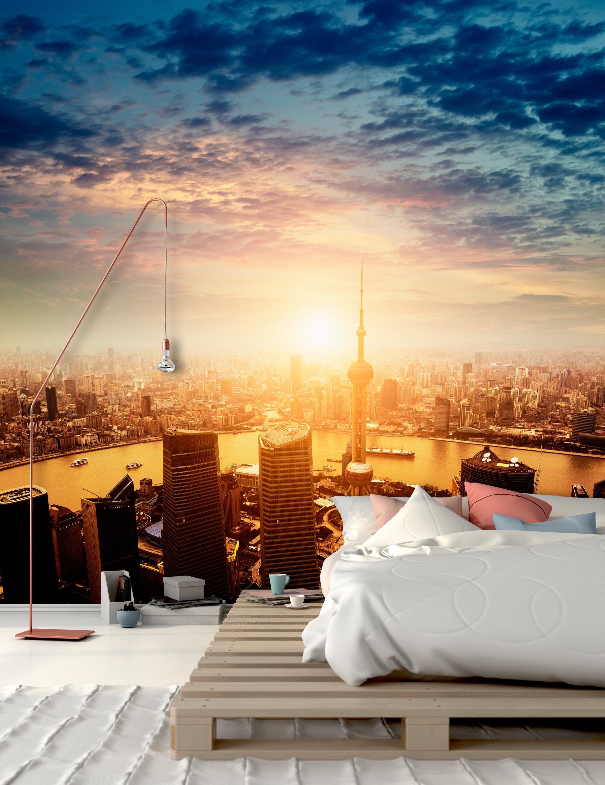 PVC Fototapete Shanghai Lujiazui - ECO Wandbild Selbstklebende Tapete - 3D Vinyl Wandsticker XXL  SW159