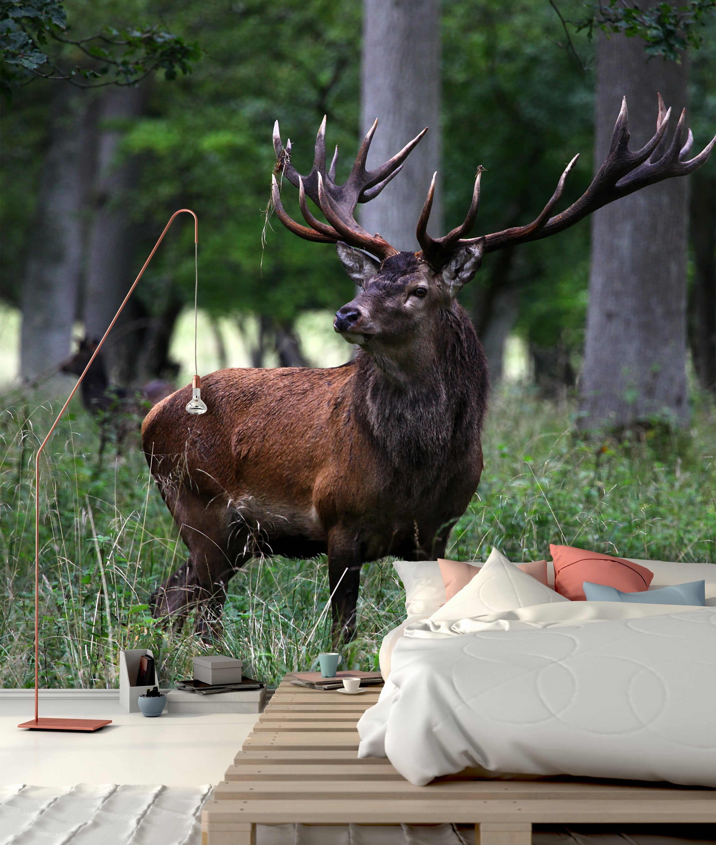 PVC Fototapete Red Deer - ECO Wandbild Selbstklebende Tapete - 3D Vinyl Wandsticker XXL  SW291